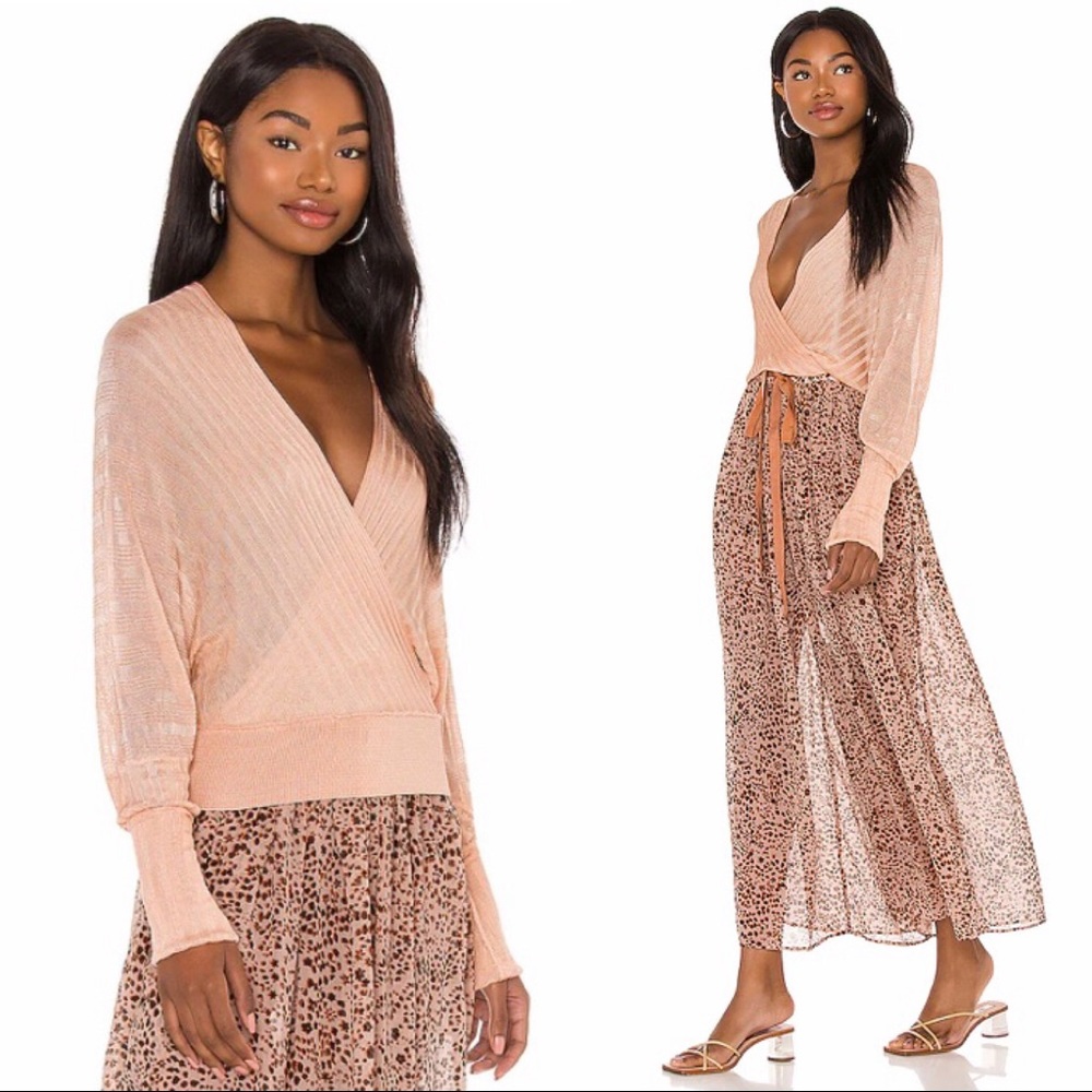 Free People Pluto Dolman Sleeve Faux Wrap Top